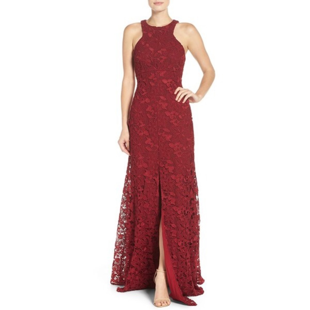 Vera Wang Red Dress Slit Front